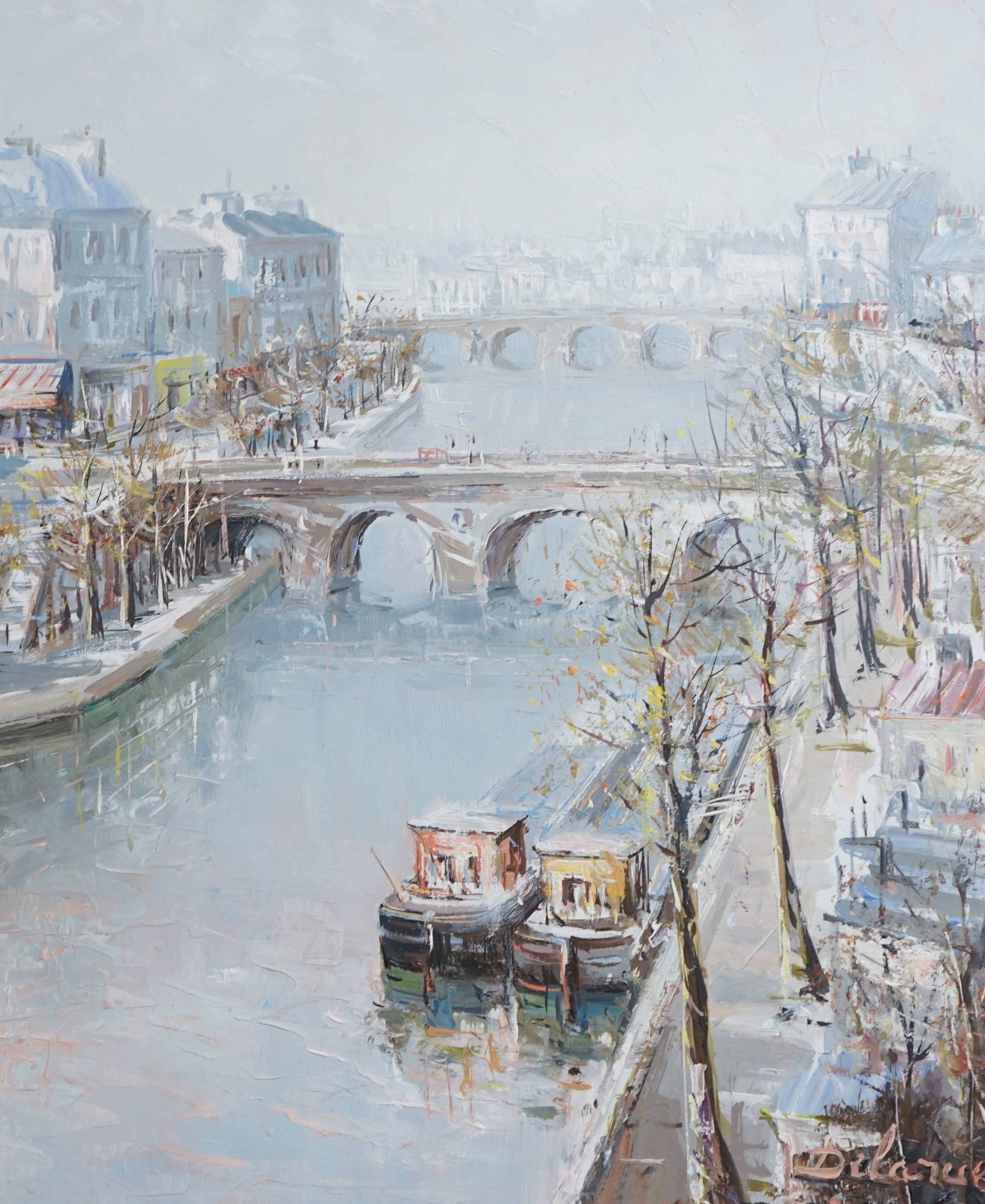 Lucien Delarue (French, 1925-2011), 'La Seine à Paris', oil on canvas, 60 x 49cm